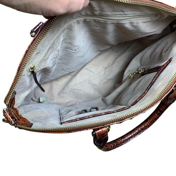 Brahmin Satchel Duxbury Structured Embossed Leather Brown Work Luxury Crossbody - Picture 12 of 15